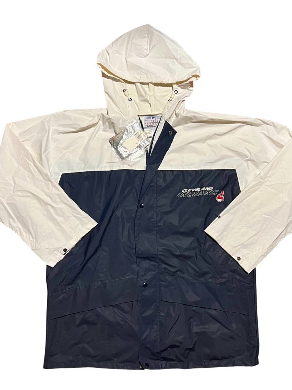 Cleveland Indians Vintage 90s MLB Mirage Chief Wahoo Rain Jacket, Men's XL